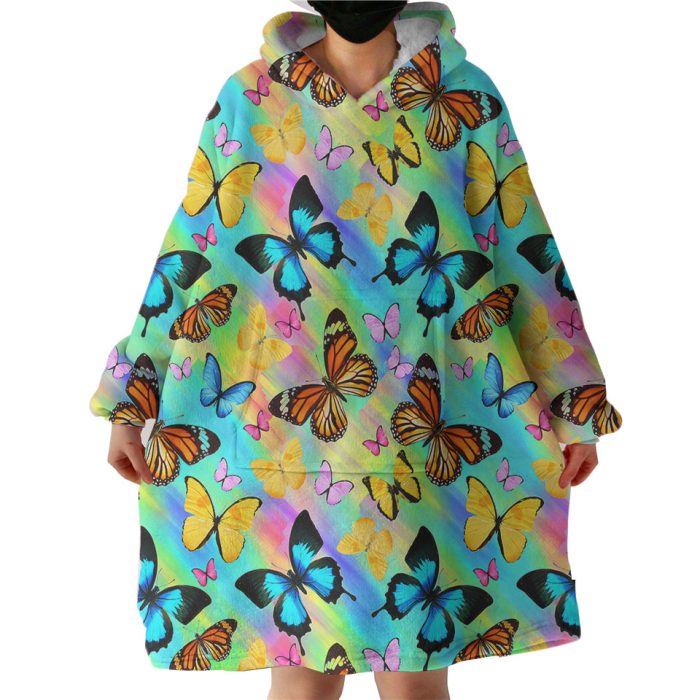 Multi Colorful Butterflies Gradient Pastel Theme Hoodie Wearable Blanket WB0248