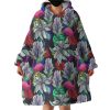 Multi Flamingos & Flowers Full Screen Hoodie Wearable Blanket WB0337
