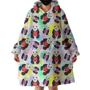 Multi Love Panda Gradient Theme Hoodie Wearable Blanket WB0234