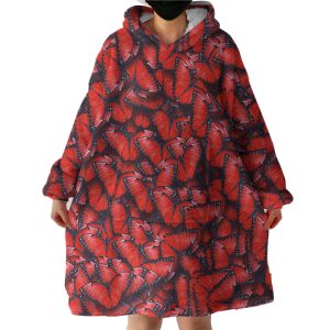 Multi Red Butterflies Hoodie Wearable Blanket WB0235