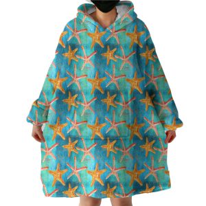 Multi Watercolor Starfish Hoodie Wearable Blanket WB0202