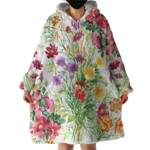 Multi color Flowers in the forest Hoodie Wearable Blanket WB0659