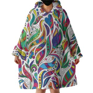 Multicolor Aztec Pattern on Feather Hoodie Wearable Blanket WB0965
