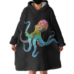 Multicolor Dot Octopus Hoodie Wearable Blanket WB0950