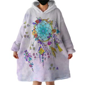 Multicolor Floral Dream Catcher Purple Theme Hoodie Wearable Blanket WB0528