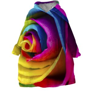 Multicolored Rose Hoodie Wearable Blanket WB1925 1