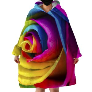 Multicolored Rose Hoodie Wearable Blanket WB1925