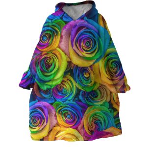 Multicolored Roses Hoodie Wearable Blanket WB1144 1
