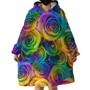 Multicolored Roses Hoodie Wearable Blanket WB1144