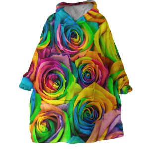Multicolored Roses Hoodie Wearable Blanket WB1549 1