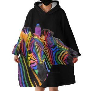 Multicolored Zebras Hoodie Wearable Blanket WB1772