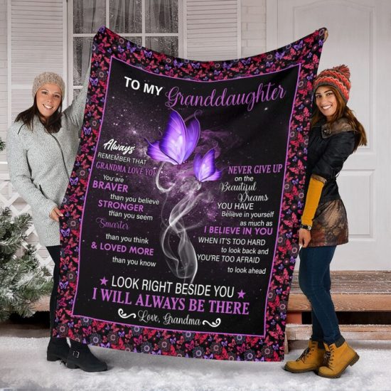 My Granddaughter From Grandma Remember That Grandma Love You Fleece Blanket Sherpa Blanket Anniversary Gift Family Blanket 1