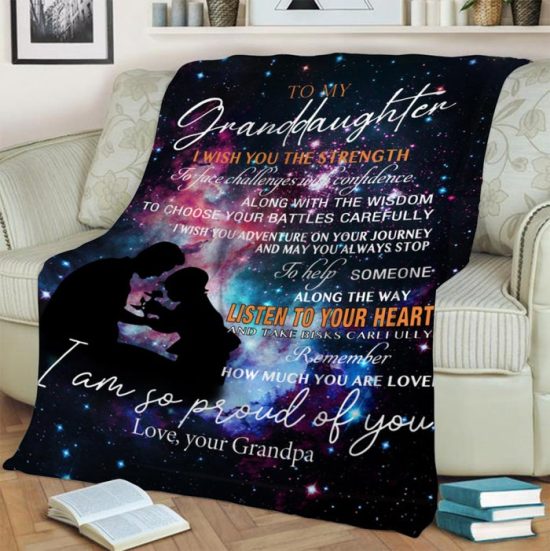 My Granddaughter I Wish You The Strength Love Your Grandpa Fleece Blanket Sherpa Blanket Anniversary Gift Family Blanket 1