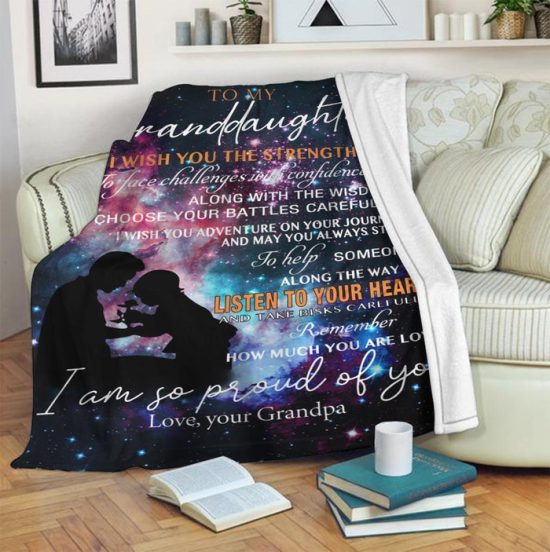 My Granddaughter I Wish You The Strength Love Your Grandpa Fleece Blanket Sherpa Blanket Anniversary Gift Family Blanket 2