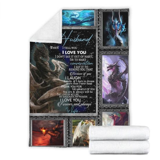 My Husband Dragon Lover I Love You Forever And Always Blanket Fleece Sherpa Blanket Anniversary Gift For Husband 2