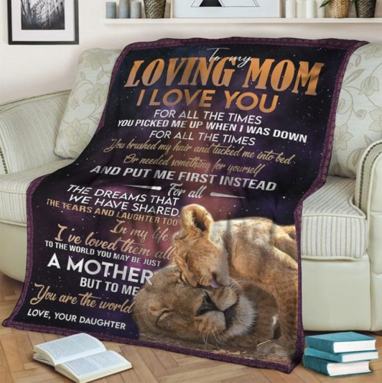 My Loving Mom I Love You Lion Fleece Blanket Sherpa Blanket Anniversary Gift Family Blanket Gift