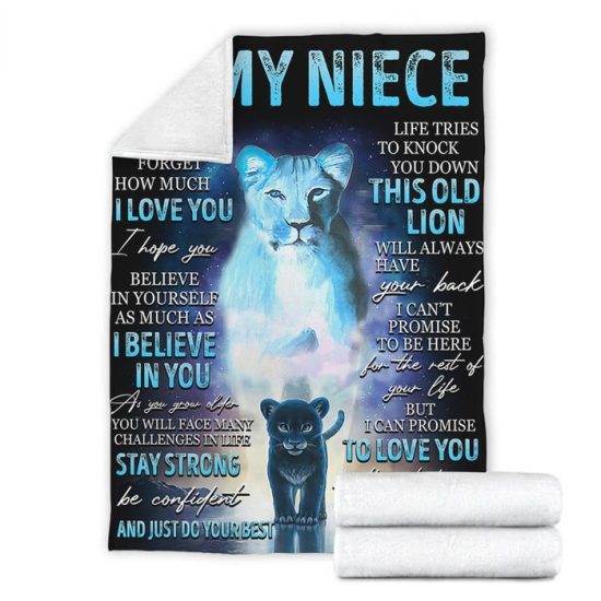 My Niece Never Forget How Much I Love You Stay Strong Be Confident Do Your Best Aunt Lion Poster Fleece Blanket Sherpa Blanket 2