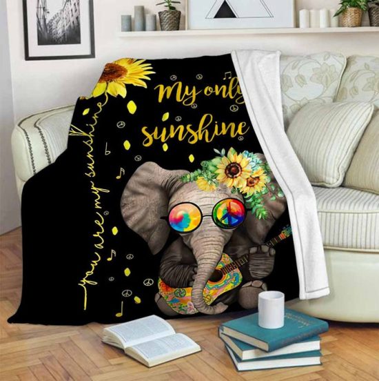 My Only Sunshine Elephant Blanket Anniversary Gift Birthday Gift Sherpa Blanket Fleece Blanket 2