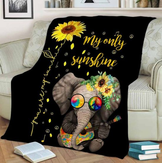 My Only Sunshine Elephant Blanket - Anniversary Gift Birthday Gift Sherpa Blanket Fleece Blanket