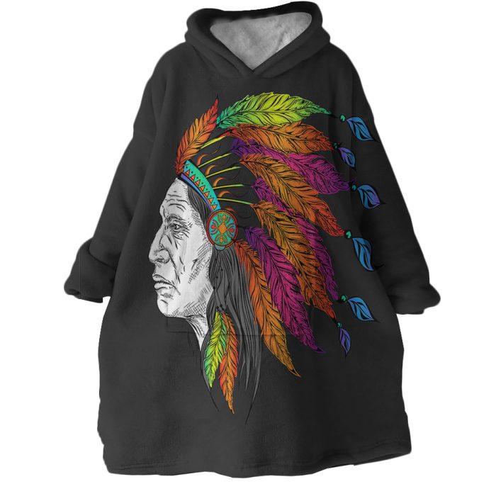 Native American Hoodie Wearable Blanket WB1399 1