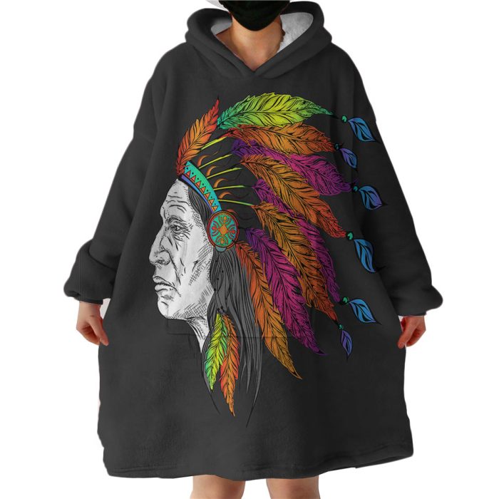 Native American Hoodie Wearable Blanket WB1399