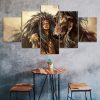 Native Indian Women Horse Painting Scene 5 Piece Five Panel Wall Canvas Print Modern Art Poster Wall Art Decor
