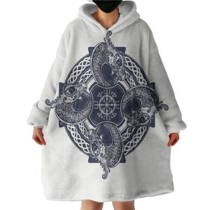 Navy Ancient Mandala Hoodie Wearable Blanket WB0963
