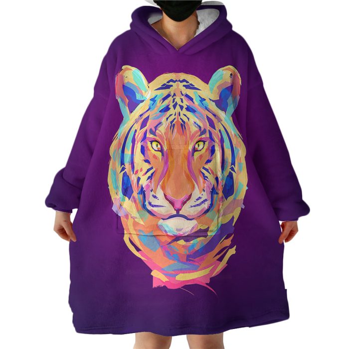 Neon Tiger Hoodie Wearable Blanket WB2005