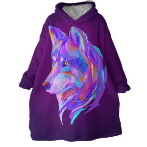 Neon Wolf Hoodie Wearable Blanket WB2003 1
