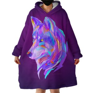 Neon Wolf Hoodie Wearable Blanket WB2003