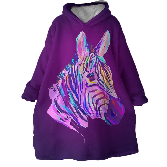 Neon Zebra Hoodie Wearable Blanket WB2004 1