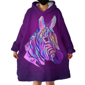 Neon Zebra Hoodie Wearable Blanket WB2004