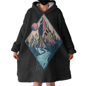 Night Forest Illustration Hoodie Wearable Blanket WB0594