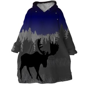 Night Moose Hoodie Wearable Blanket WB2079 1