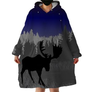 Night Moose Hoodie Wearable Blanket WB2079