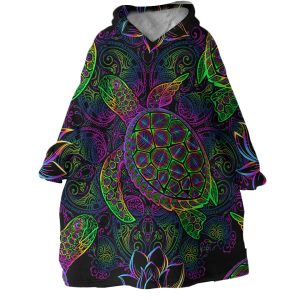 Night glow Turtle Hoodie Wearable Blanket WB0108 1