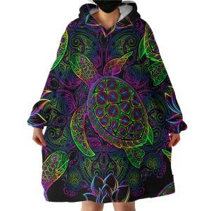 Night-glow Turtle Hoodie Wearable Blanket WB0108