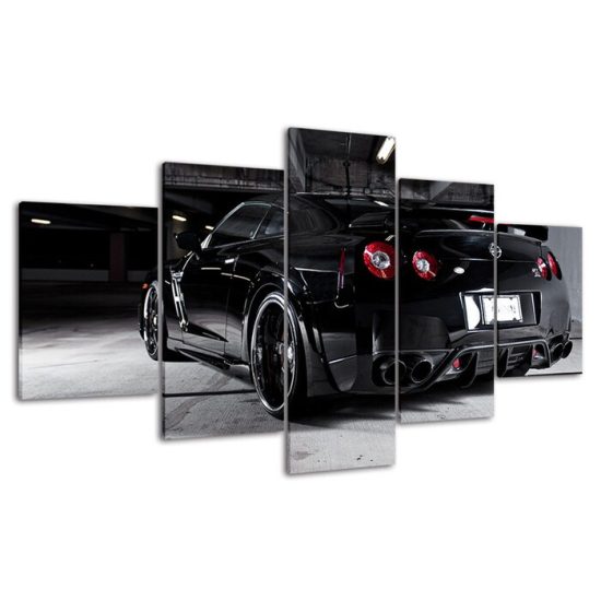 Nissan Skyline GTR Black Car Canvas 5 Piece Five Panel Print Modern Wall Art Poster Wall Art Decor 4 1