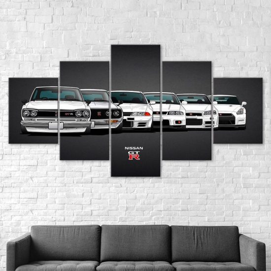 Nissan Skyline GTR Evolution Car Canvas 5 Piece Five Panel Print Modern Wall Art Poster Wall Art Decor 2 1