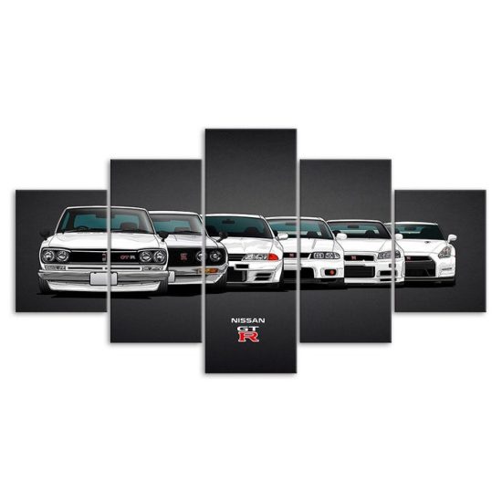 Nissan Skyline GTR Evolution Car Canvas 5 Piece Five Panel Print Modern Wall Art Poster Wall Art Decor 3