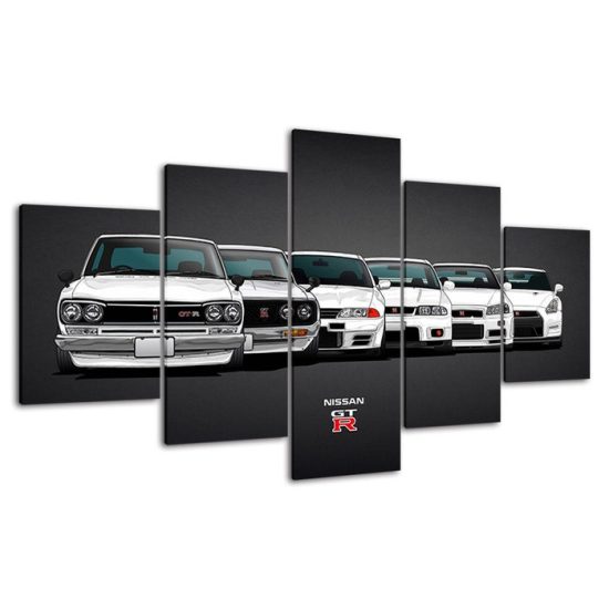 Nissan Skyline GTR Evolution Car Canvas 5 Piece Five Panel Print Modern Wall Art Poster Wall Art Decor 4