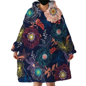 Nocturnal Flowers Hoodie Wearable Blanket WB1533