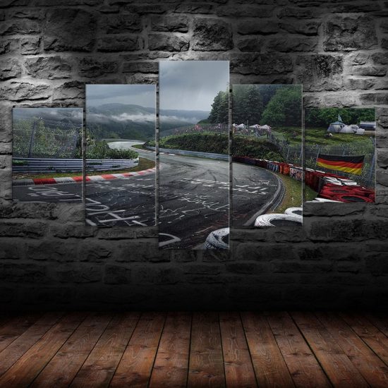 Nurburgring Rally Road Sports Car Track Canvas 5 Piece Five Panel Print Modern Wall Art Poster Wall Art Decor 1