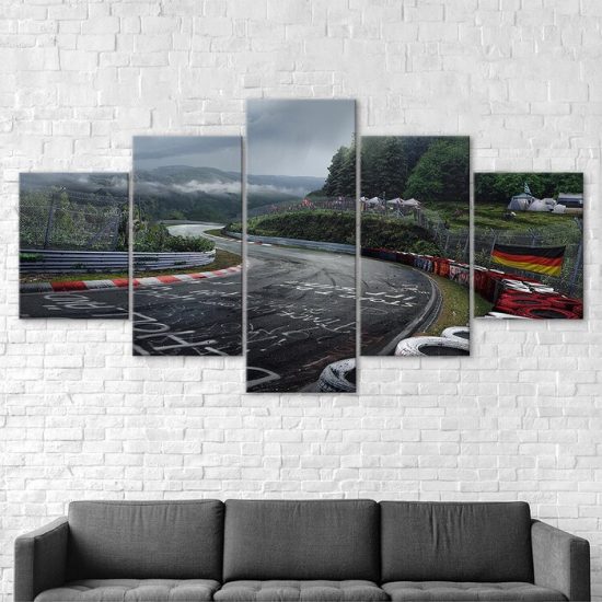 Nurburgring Rally Road Sports Car Track Canvas 5 Piece Five Panel Print Modern Wall Art Poster Wall Art Decor 2 1
