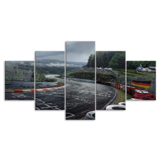 Nurburgring Rally Road Sports Car Track Canvas 5 Piece Five Panel Print Modern Wall Art Poster Wall Art Decor 3 1