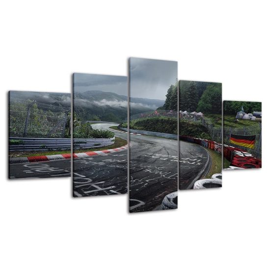 Nurburgring Rally Road Sports Car Track Canvas 5 Piece Five Panel Print Modern Wall Art Poster Wall Art Decor 4 1