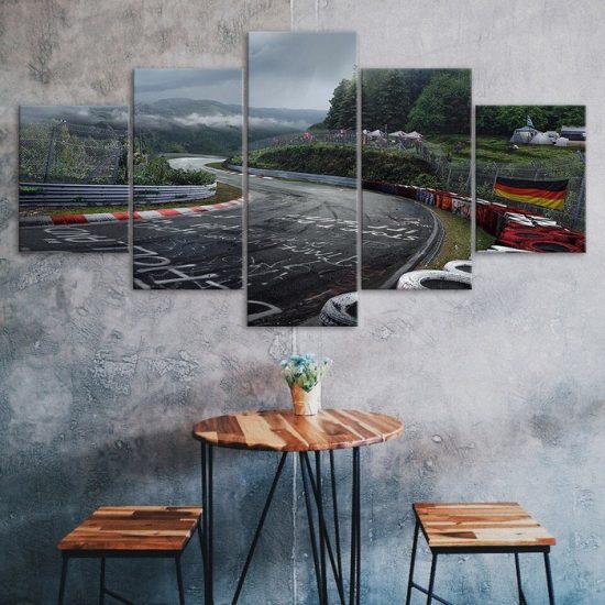 Nurburgring Rally Road Sports Car Track Canvas 5 Piece Five Panel Print Modern Wall Art Poster Wall Art Decor