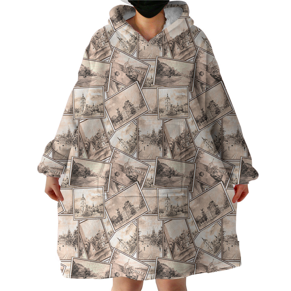 Old Picture Vinatage Color Hoodie Wearable Blanket WB0181
