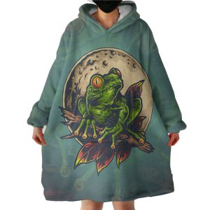 Old School Color Frog Moon Night Hoodie Wearable Blanket WB0238