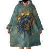 Old School Gold Buffalo Skull Warrior Hoodie Wearable Blanket WB0275